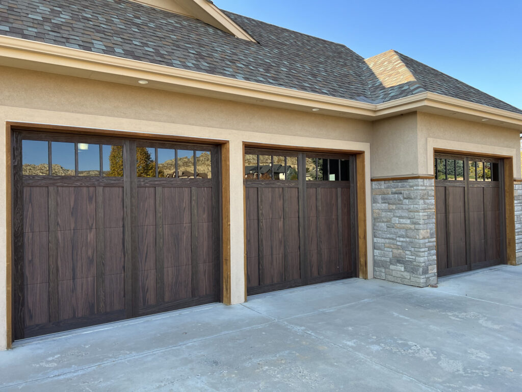 Wood tone garage door